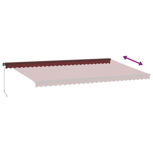 Markise med LED-lys 600x300 cm manuel betjening bordeauxfarvet