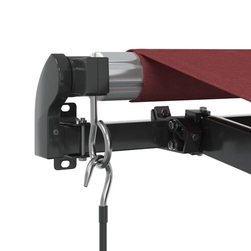 Markise med LED-lys 600x300 cm manuel betjening bordeauxfarvet