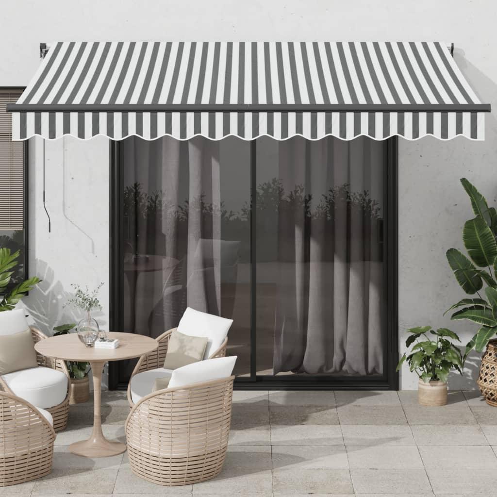 Markise 350x250 cm automatisk betjening antracitgrå og hvid