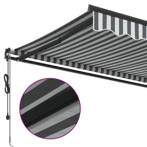 Markise 350x250 cm automatisk betjening antracitgrå og hvid