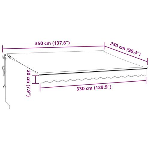 Markise 350x250 cm automatisk betjening antracitgrå og hvid