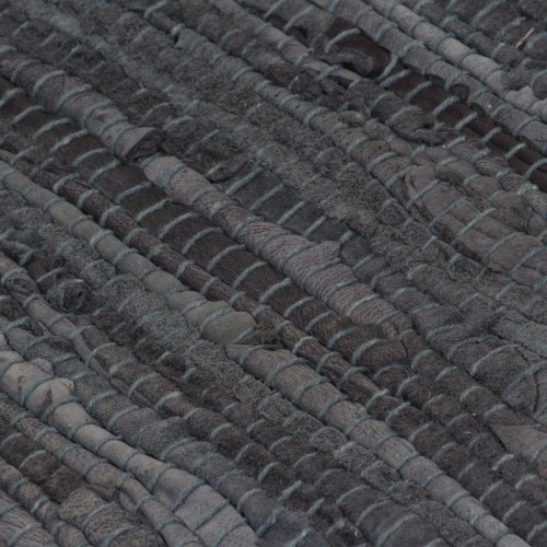 Håndvævet chindi-tæppe læder 190 x 280 cm grå