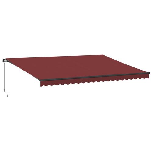 Markise med LED-lys 500x300 cm manuel betjening bordeauxfarvet