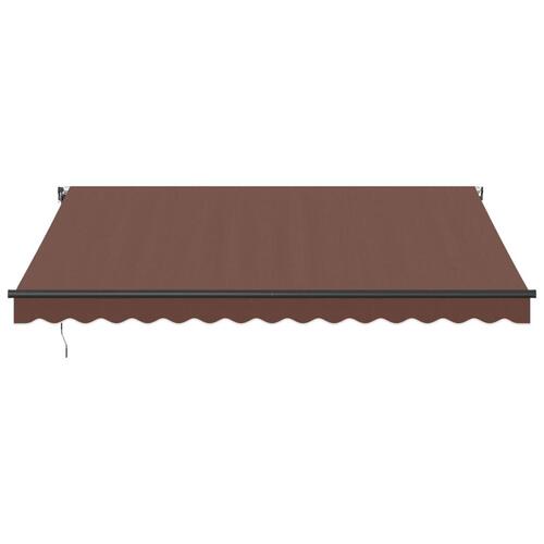 Markise med LED-lys 400x300 cm automatisk betjening brun