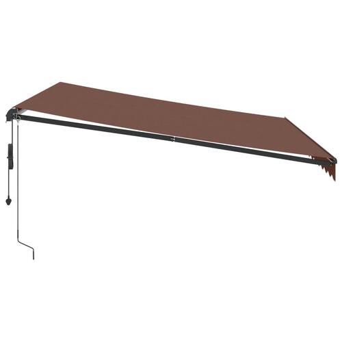 Markise med LED-lys 400x300 cm automatisk betjening brun