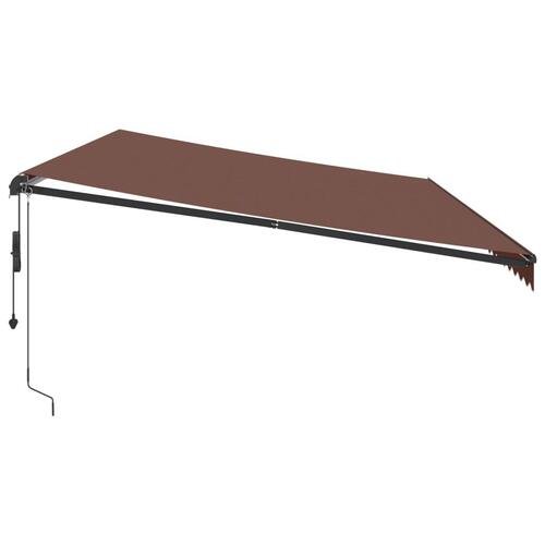 Markise med LED-lys 600x300 cm automatisk betjening brun