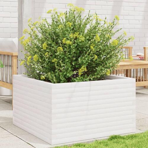 Plantekasse 80x80x46 cm massivt fyrretræ hvid