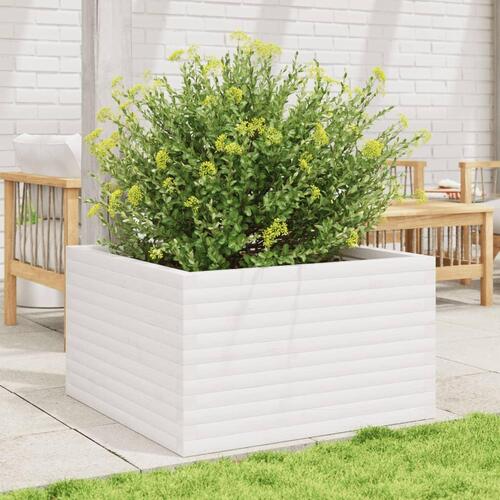 Plantekasse 80x80x46 cm massivt fyrretræ hvid