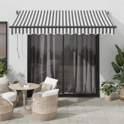Markise m. LED 300x250 cm automatisk betjening antracitgrå hvid