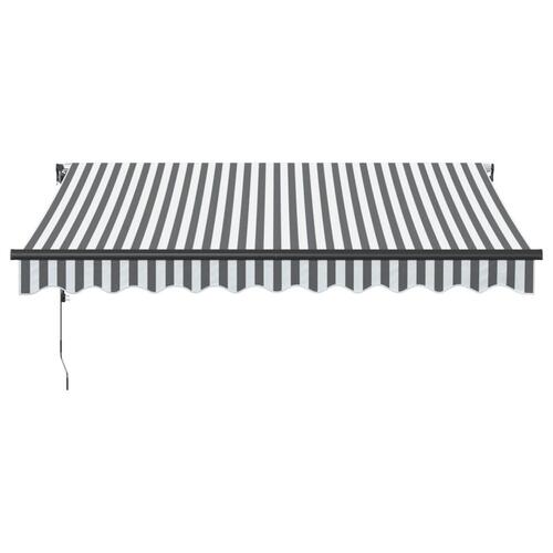 Markise m. LED 300x250 cm automatisk betjening antracitgrå hvid