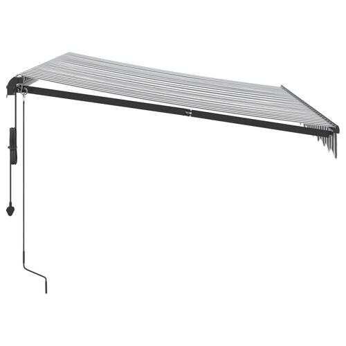 Markise m. LED 300x250 cm automatisk betjening antracitgrå hvid