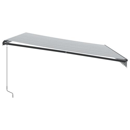 Markise m. LED 500x300 cm manuel betjening antracitgrå og hvid