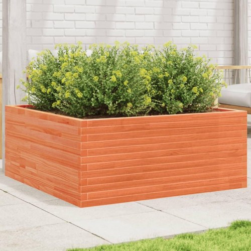 Plantekasse i massivt fyrretræ 110 x 110 x 46 cm - gyldenbrun