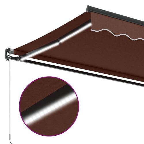 Markise med LED-lys 450x350 cm manuel betjening brun