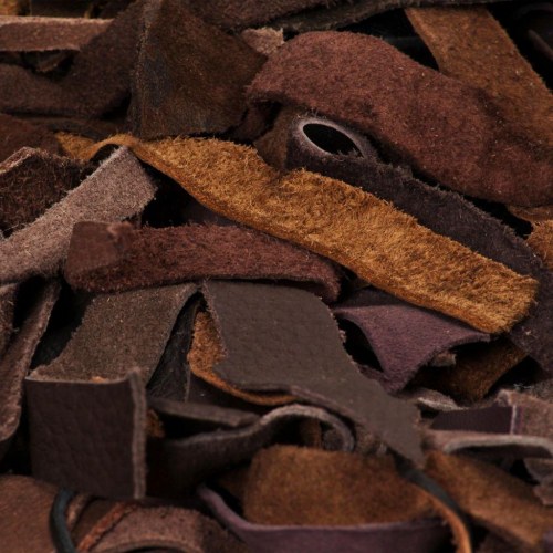 Shaggy tæppe ægte læder 80 x 160 cm brun