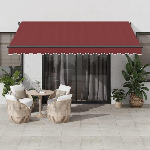 Markise med LED-lys 400x300 cm automatisk betjening bordeaux