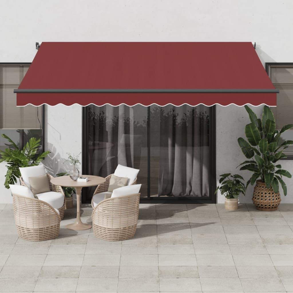 Markise med LED-lys 400x300 cm automatisk betjening bordeaux