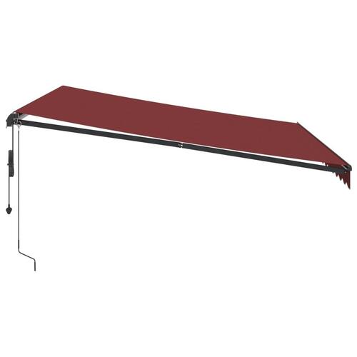 Markise med LED-lys 400x300 cm automatisk betjening bordeaux