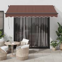 Markise med LED-lys 300x250 cm automatisk betjening brun
