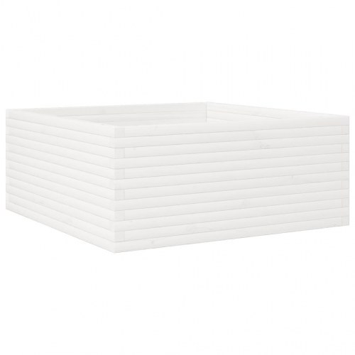 Plantekasse 110x110x46 cm massivt fyrretræ hvid