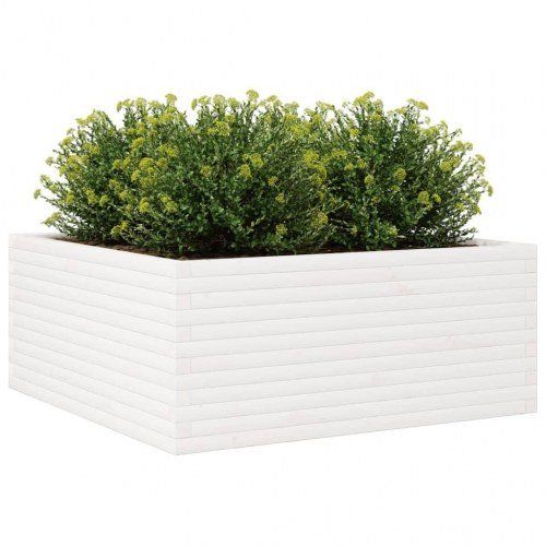 Plantekasse 110x110x46 cm massivt fyrretræ hvid