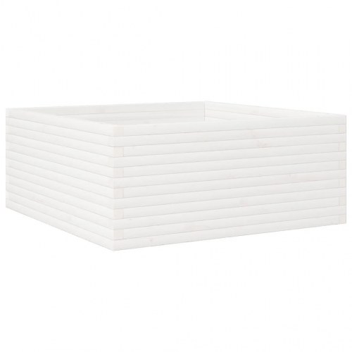 Plantekasse 110x110x46 cm massivt fyrretræ hvid