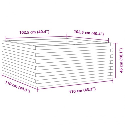 Plantekasse 110x110x46 cm massivt fyrretræ hvid