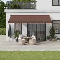 Markise med LED-lys 500x350 cm automatisk betjening brun