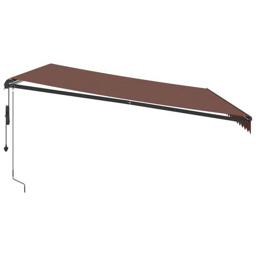 Markise med LED-lys 500x350 cm automatisk betjening brun