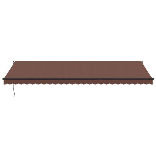 Markise med LED-lys 600x350 cm manuel betjening brun