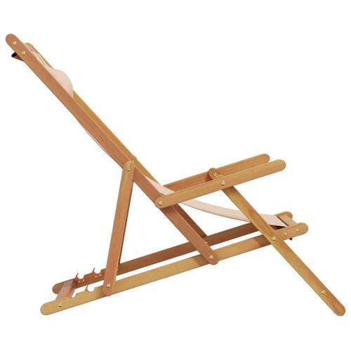 Strandstol foldbar massivt eukalyptustræ og stof beige