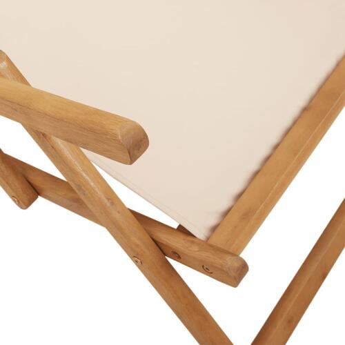 Strandstol foldbar massivt eukalyptustræ og stof beige