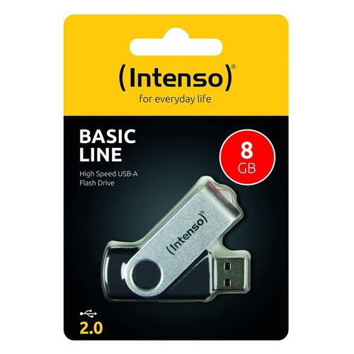 USB-stik INTENSO 3503460 8 GB Sort Sort/Sølvfarvet 8 GB