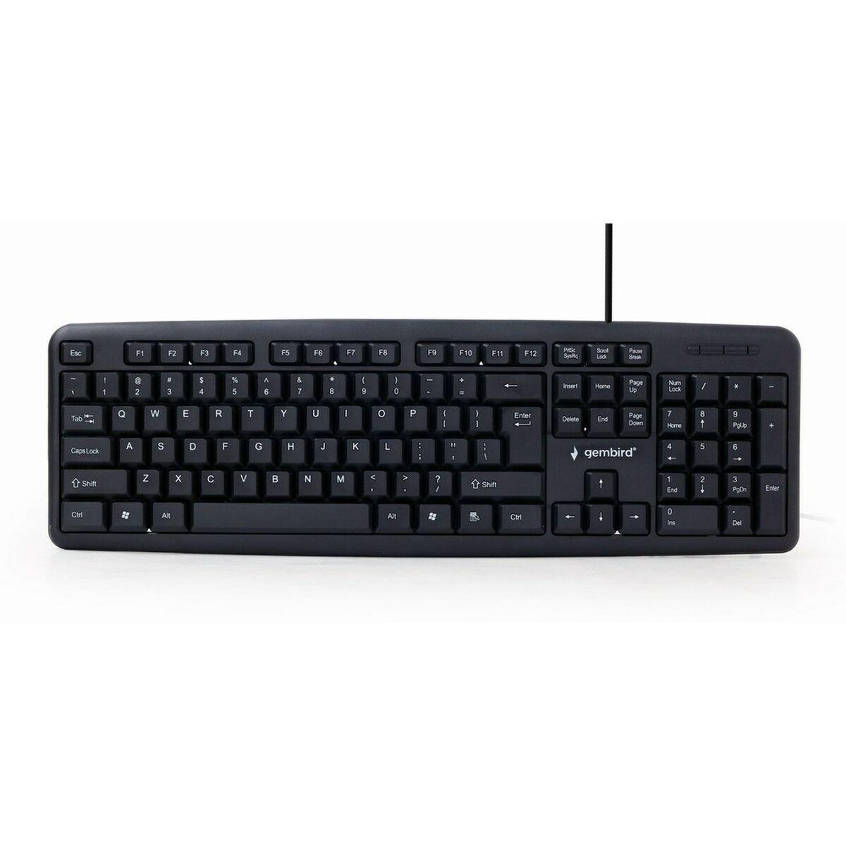 Tastatur GEMBIRD KB-U-103-RU Sort Monochrome Engelsk Russisk QWERTY