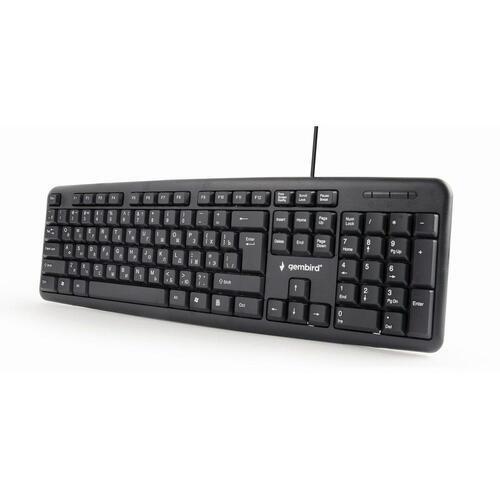 Tastatur GEMBIRD KB-U-103-RU Sort Monochrome Engelsk Russisk QWERTY