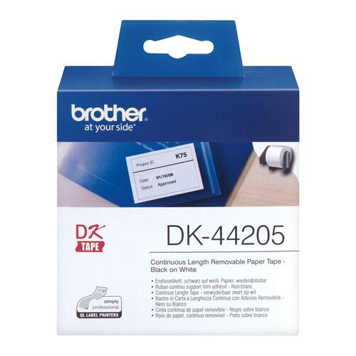 Printer labels Brother DK-44205 62 mm x 15,24 m Hvid Sort/Hvid (2 enheder)