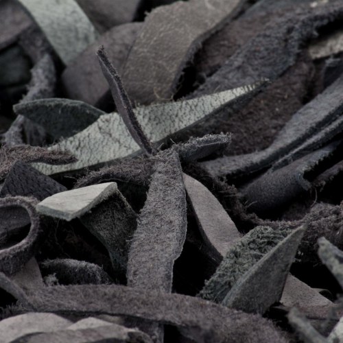 Shaggy tæppe ægte læder 160 x 230 cm grå