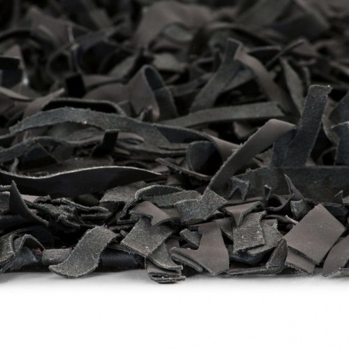 Shaggy tæppe ægte læder 160 x 230 cm grå