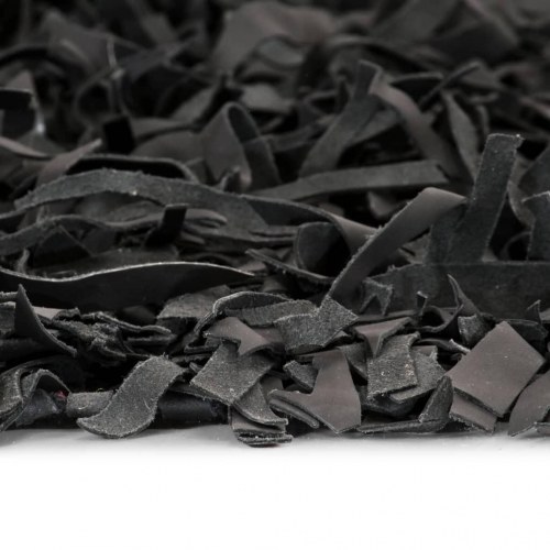 Shaggy tæppe ægte læder 190 x 280 cm grå