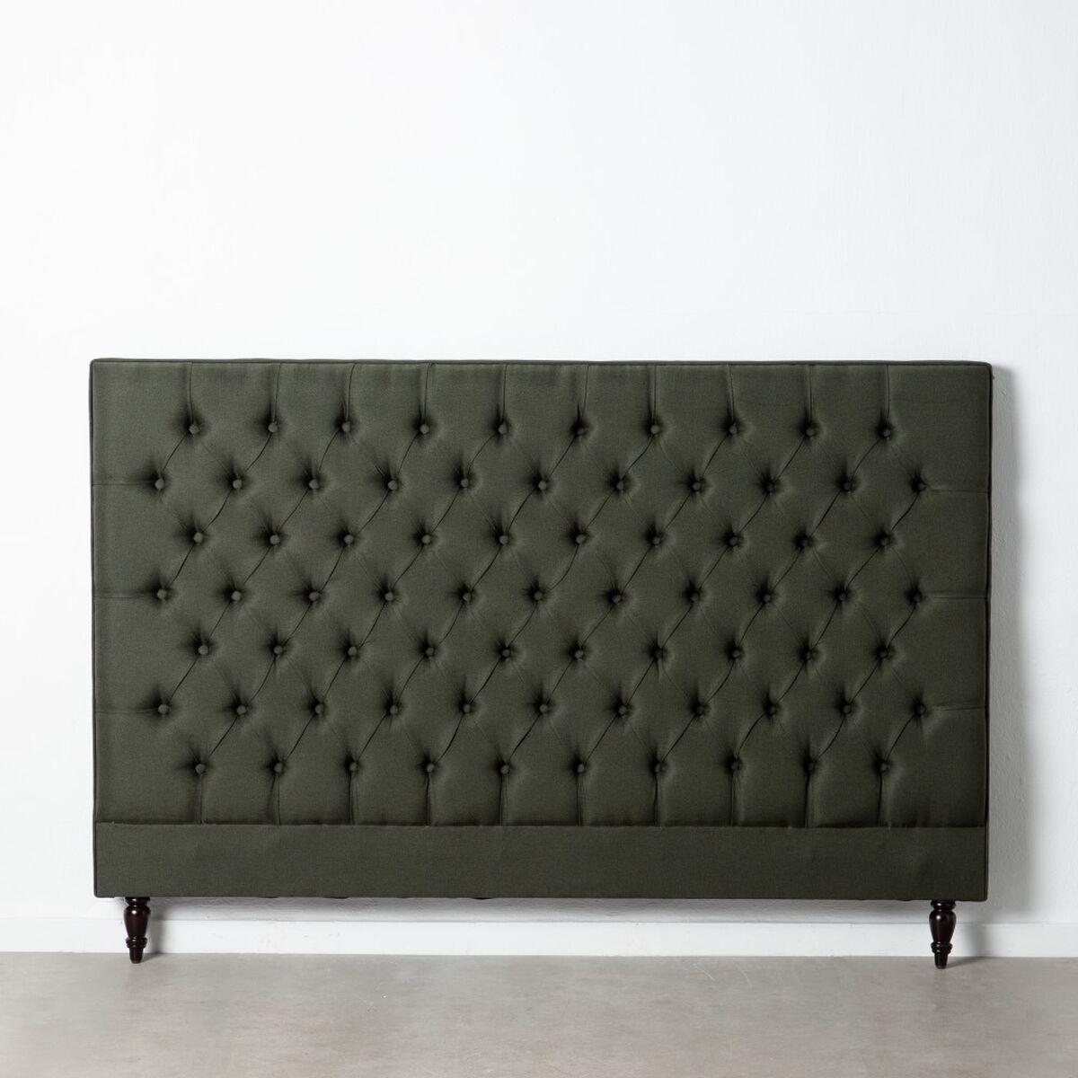 Sengegavl 185 x 10,5 x 125 cm Hør Mørk grøn