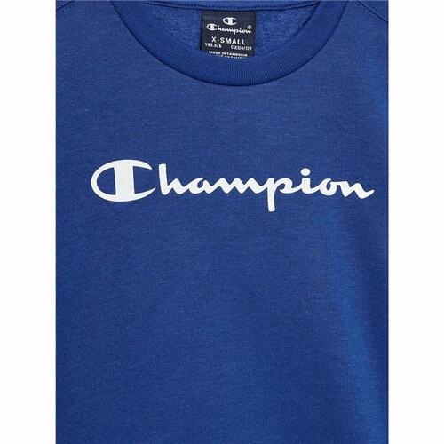 Hættetrøje til Børn Champion Crewneck Blå Hvid 9-10 år