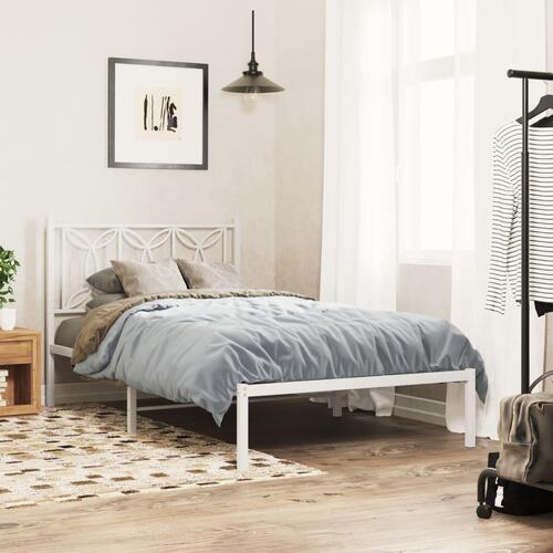 Sengegavl 107 cm metal hvid