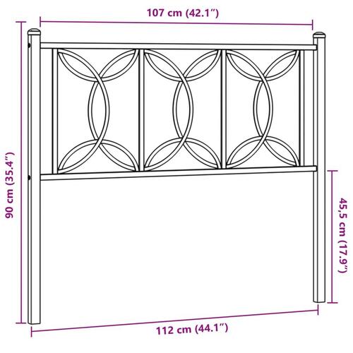Sengegavl 107 cm metal hvid