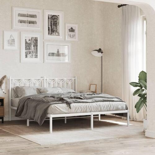 Sengegavl 150 cm metal hvid