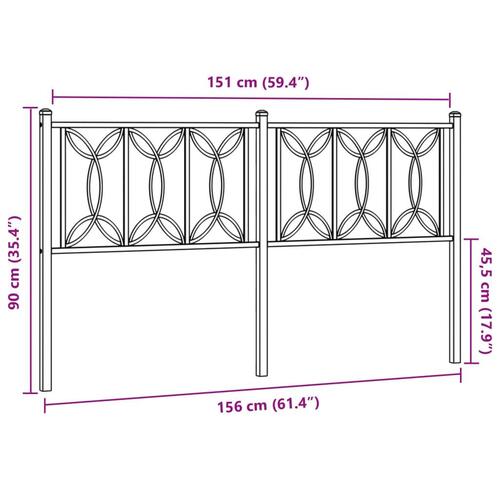 Sengegavl 150 cm metal hvid