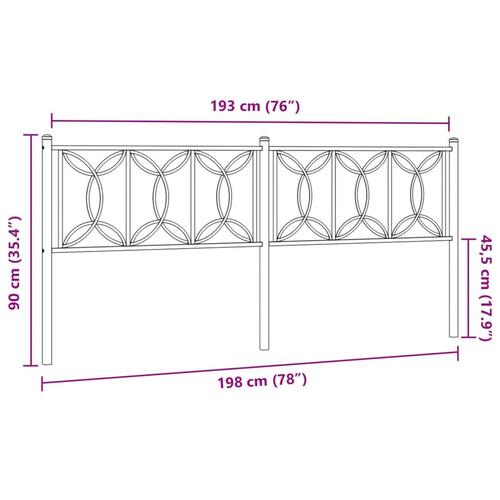 Sengegavl 193 cm metal hvid
