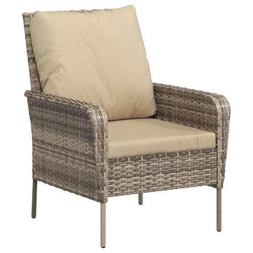 Havestol med fodskammel polyrattan lysebrun