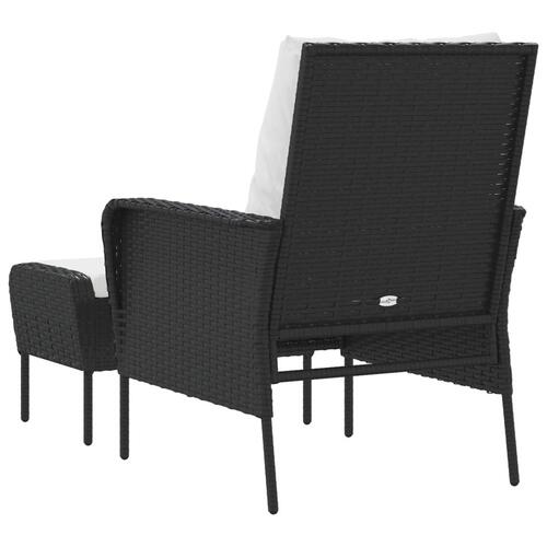 Havestol med fodskammel polyrattan sort