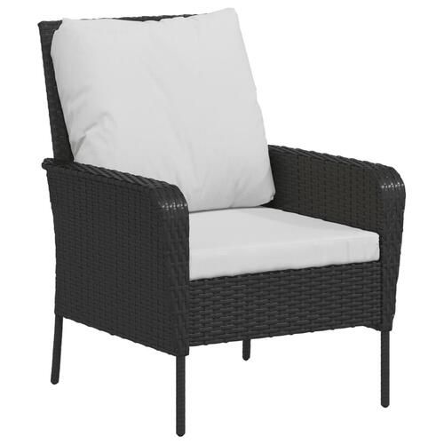 Havestol med fodskammel polyrattan sort