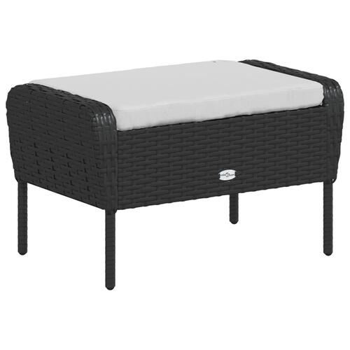 Havestol med fodskammel polyrattan sort